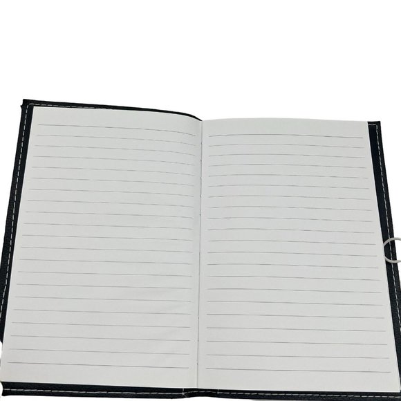 Journal 9x6 Black V Initial Button Closure Refillable Red Accents - Picture 5 of 10